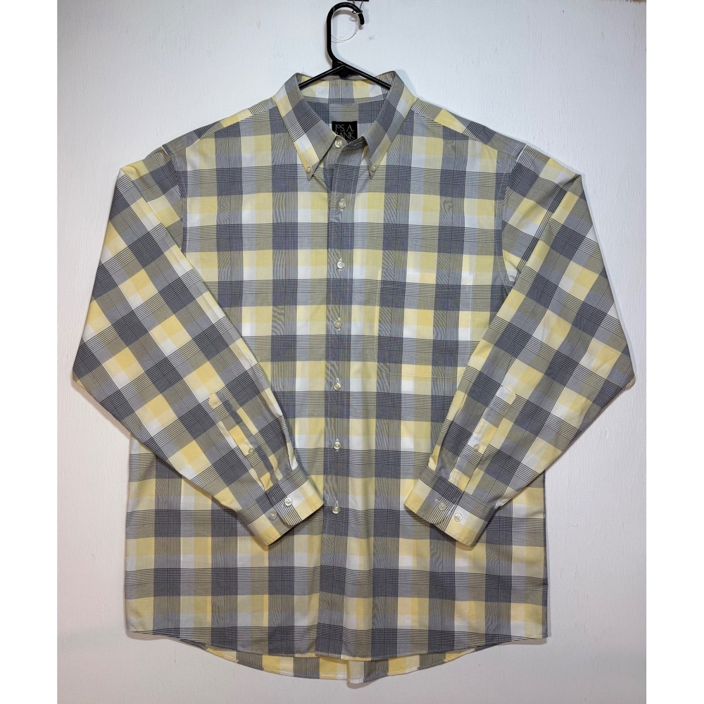 Jos A Bank Traveler's Collection Plaid 100% Cotton Classic Prep Button Down